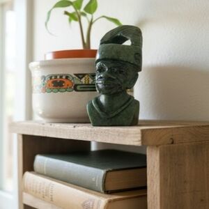 Hand-Carved African Tribal Green Stone Figurine – Unique Cultural Decor